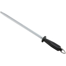 Load image into Gallery viewer, 12" Round Regular Cut Knife Sharpening Steel with Black Plastic Handle