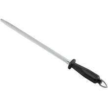 Load image into Gallery viewer, 12&quot; Round Regular Cut Knife Sharpening Steel with Black Plastic Handle
